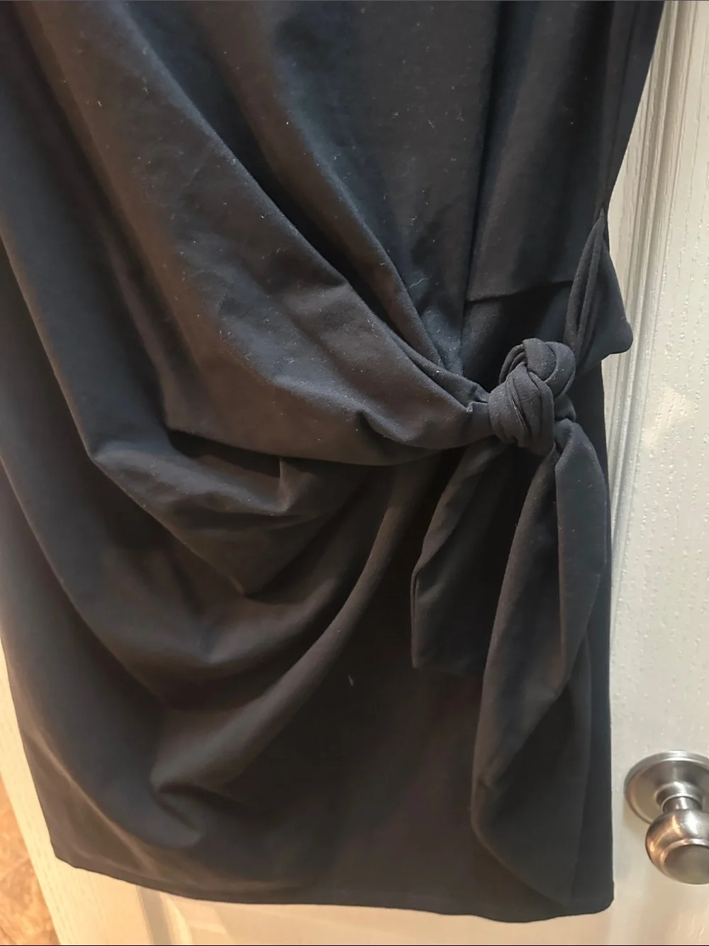 Sezane Pippa Black Knot-Detail Mini Dress